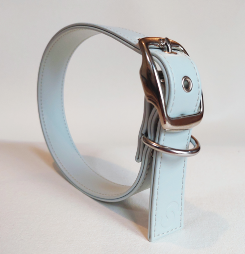 Ice Blue Dog Collar (Vegan Apple Leather) – by Skylos Collective