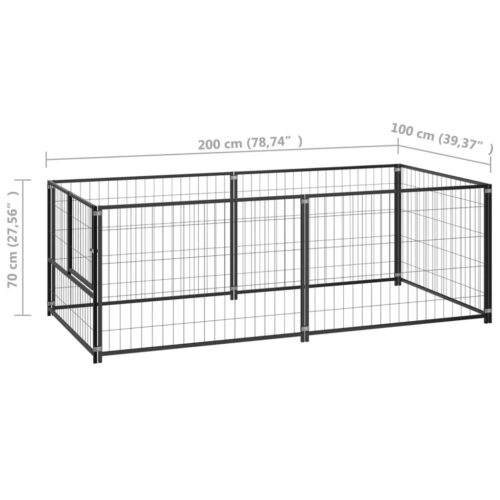 Dog Kennel Black 200x100x70 cm Steel - by VidaXL - Image 5