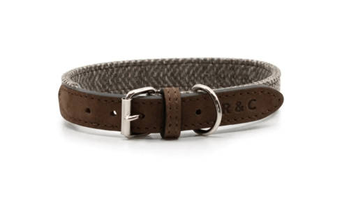 “Lincoln” Herringbone & Leather Dog Collar – by Ralph & Co