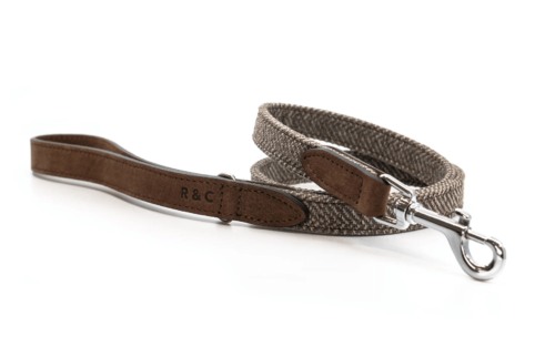 “Lincoln” Herringbone & Leather Dog Lead – by Ralph & Co