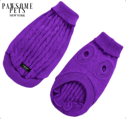 Cable-Knit Dog Sweater / Dog Jumper (Purple) - by Pawsome Pets